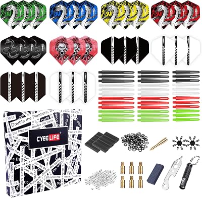 CyeeLife 180 Piece Darts Custom Fit Pack Set with Shafts Flights O-Rings