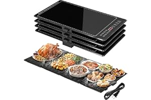 Electric Food Warmer Tray, 33”x15” 4-in-1 Modular Buffet Warmer with 10 Temp Settings & Timer, Large Chafing Dish for Parties