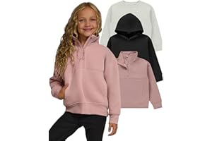 PURE CHAMP Girls Sweatshirt 3 Pack Hoodie for Teen Girls Crewneck Sweatshirt Quarter Zip hoodies Fleece Sizes 4–16 Clothing