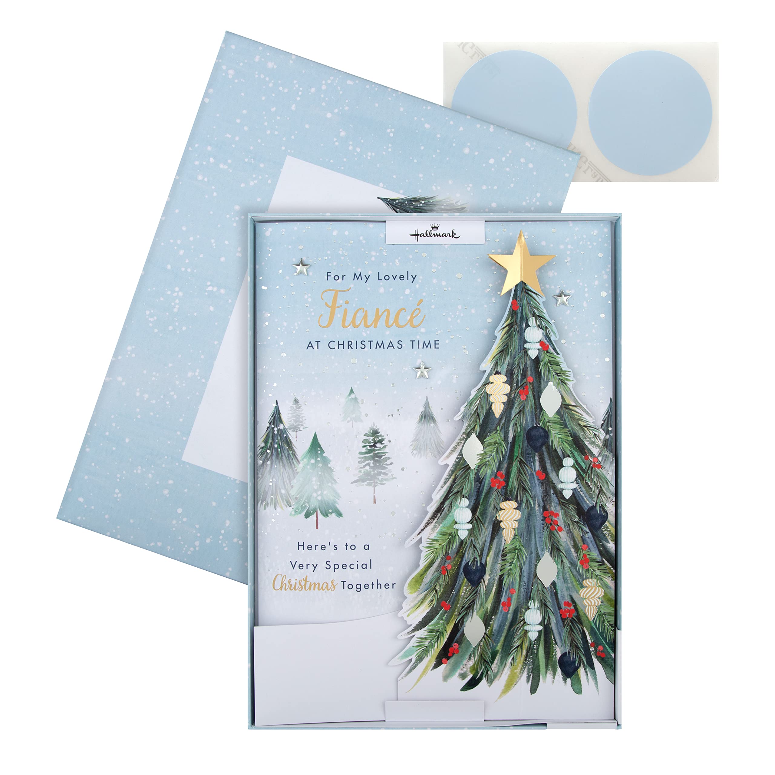 Hallmark Boxed Christmas Card for Fiancé - Classic Winter Scene with Tree Design