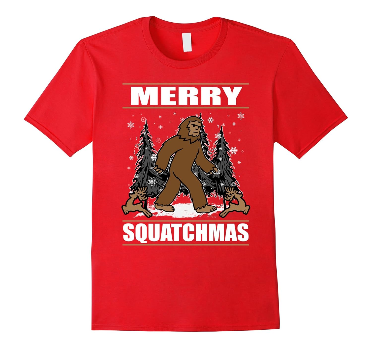 Funny Ugly Christmas Merry Squatchmas Sasquatch Tee T Shirt-ANZ