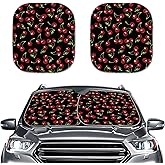 KUIFORTI Universal Cherry Print Sun Protect Car Windshield Sun Shade,Block Sun Glare Heat Reflector Foldable Front Window Shield Cover for Most Sedans SUV Truck