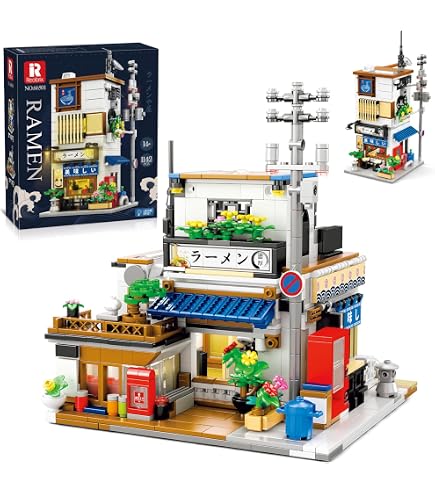 Reobrix Ramen Shop Building Blocks Set, 2 in 1 Japanese Street