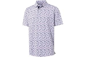 M MAELREG Mens Golf Shirt Short Sleeve Dry Fit Print Moisture Wicking Performance Patterns Collared Polo Shirt