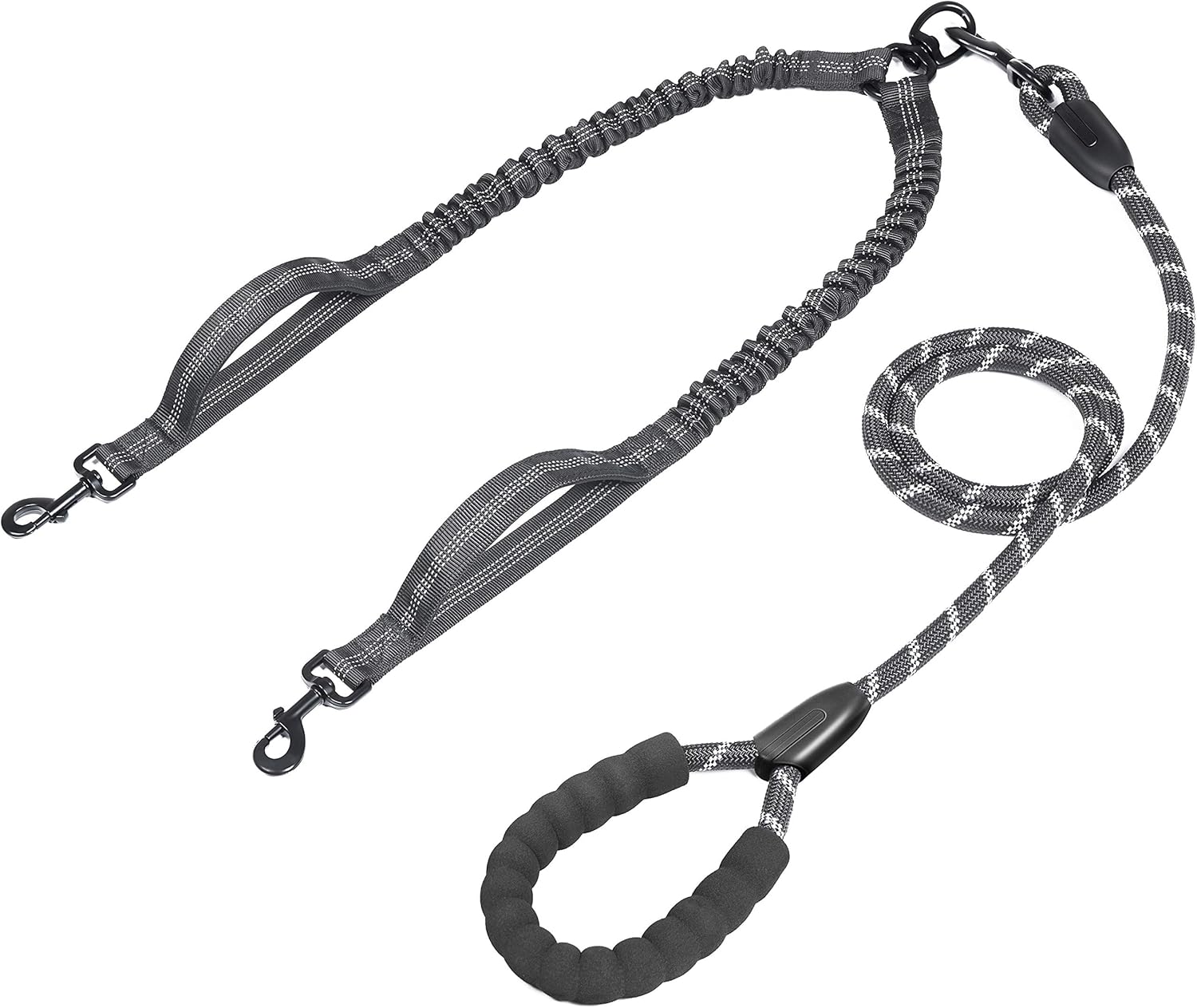 iYoPets Double Dog Leash with Two Extra Traffic Handles