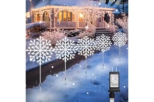 Brightown Snowflake Lights Outdoor, 10 Large Snowflake Christmas Pathway Lights Outdoor Christmas Decorations Yard Sidewalk Walkway Driveway Marker Stake, Cool White