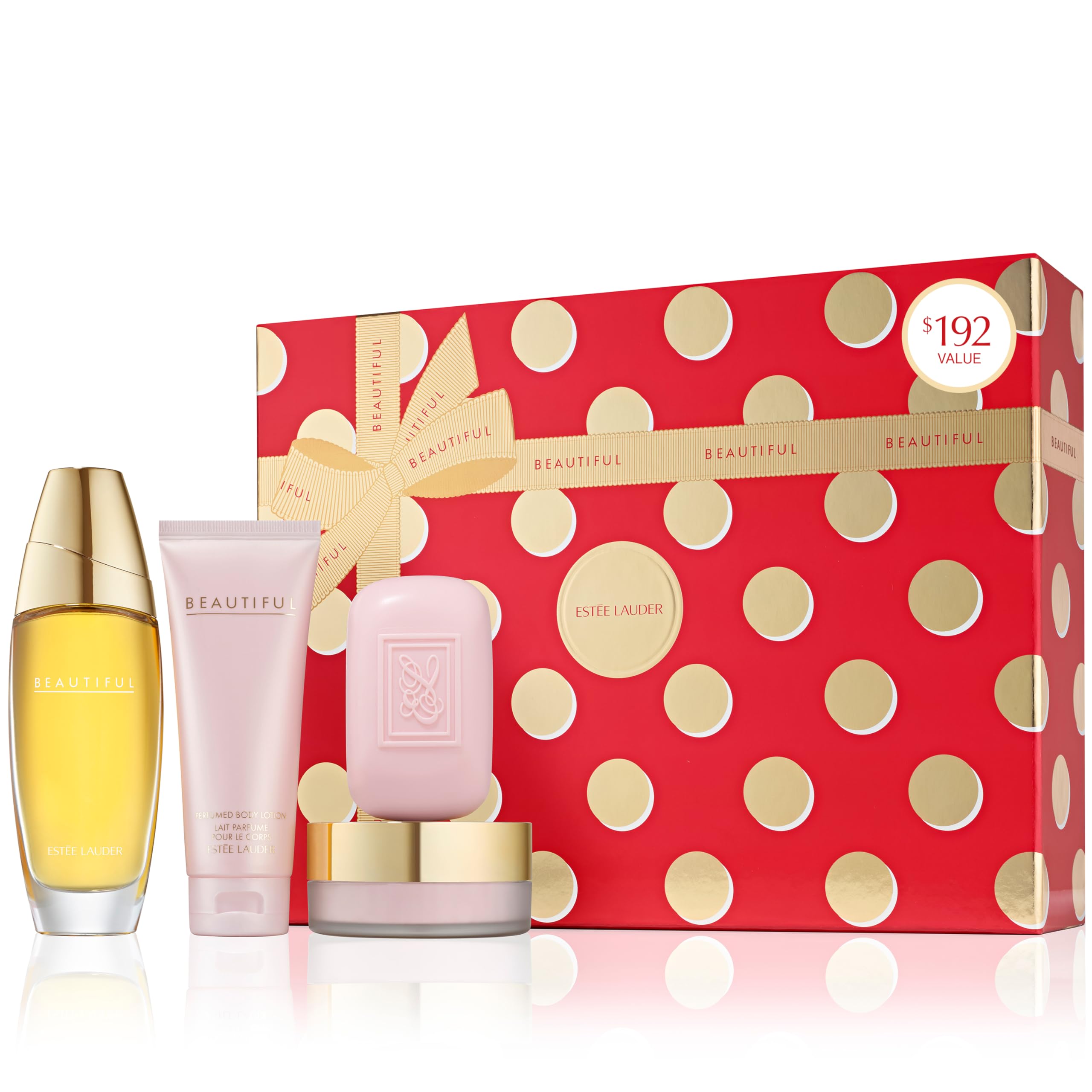 Estée Lauder Beautiful Luxury Collection Fragrance Gift Set | 4-Piece Set with Full-Size Eau de Parfum Spray 3.4 Fl Oz, Full-Size Soap 4 Ounce, Travel-Size Body Lotion 3.4 Ounce & Body Powder 1 Ounce Image