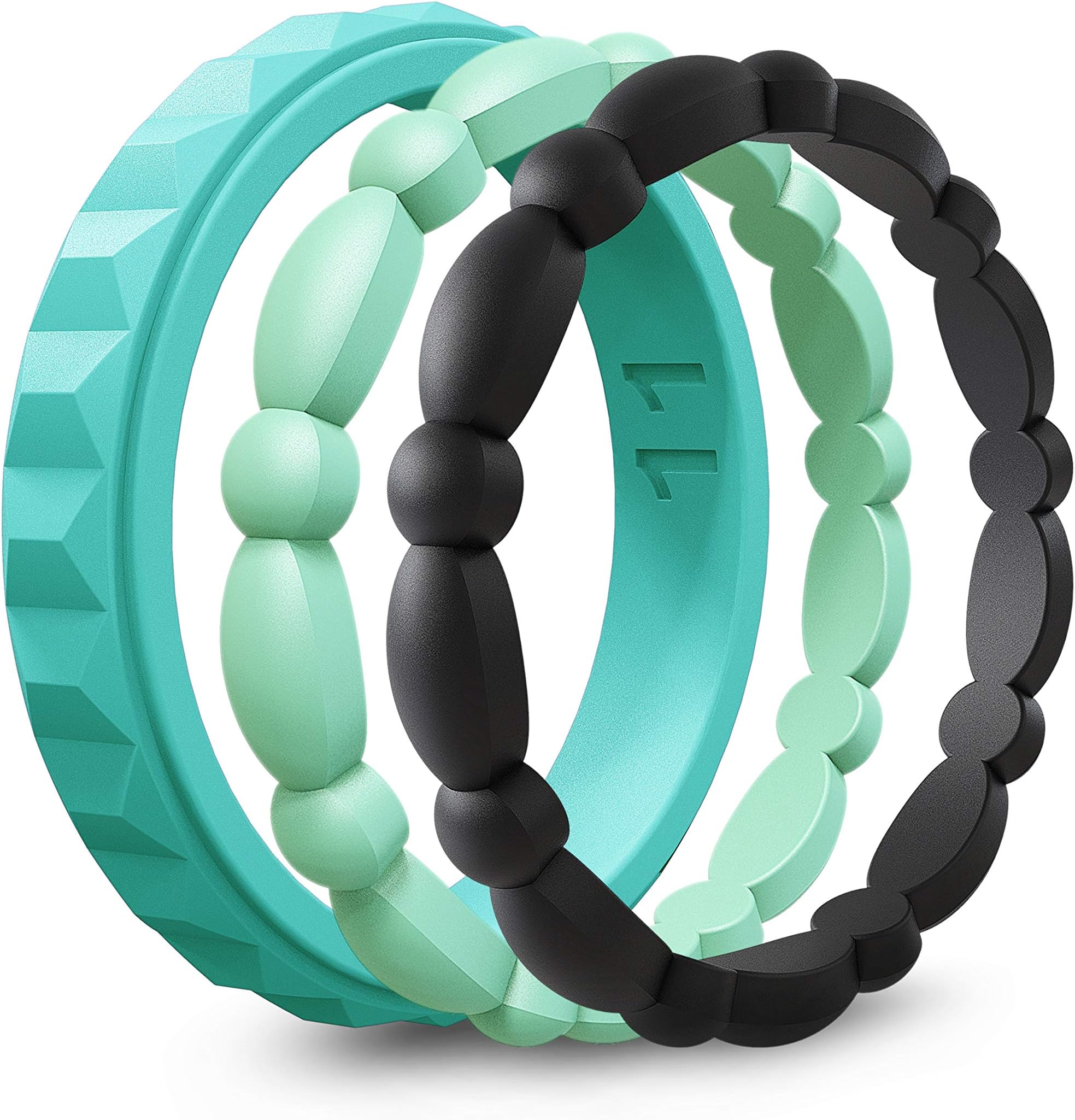 ASTERY Premium Silicone Wedding Ring for Women,Durable Stackable Thin Rubber Wedding Bands,3 Mix Style Pack 100% Guarantee