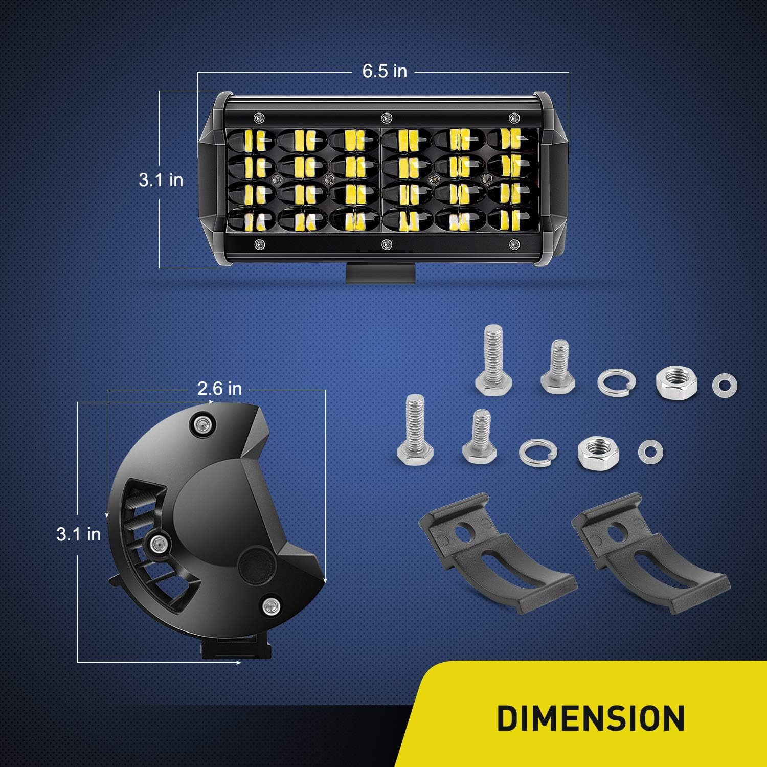Nilight 18027C-A 2PCS 6.5Inch Bar 2 Pack 7 Inch 72w 7200lm Quad Row LED Off-Road Pods Spot Beam Fog Driving Work Light for Truck 4x4 ATV SUV Boat Jeep Tractor, 2 Year Warranty: Automotive