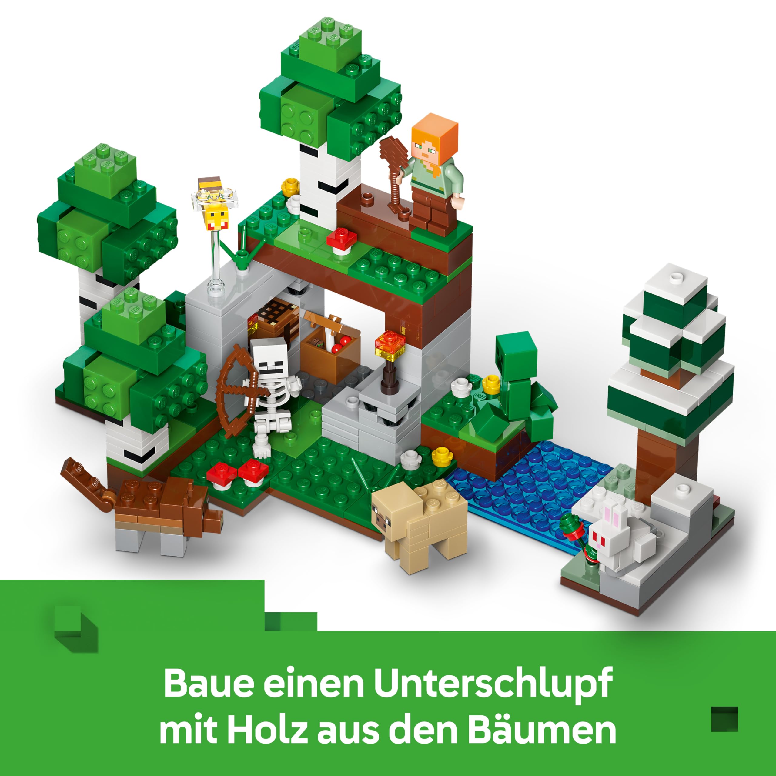LEGO Minecraft Erstes Abenteuer in der Nacht - Interaktives Spielzeug mit 7 Figuren inkl. Alex, Creeper, Skelett & Waldwolf - Gaming-Geschenk für Jungen und Mädchen ab 8 Jahren - 21593 5