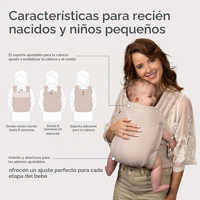 Porta-bebés Honey Blossom, ergonómico, posição M, banco ajustável, 3,2–18,1 kg, amêndoa torrada