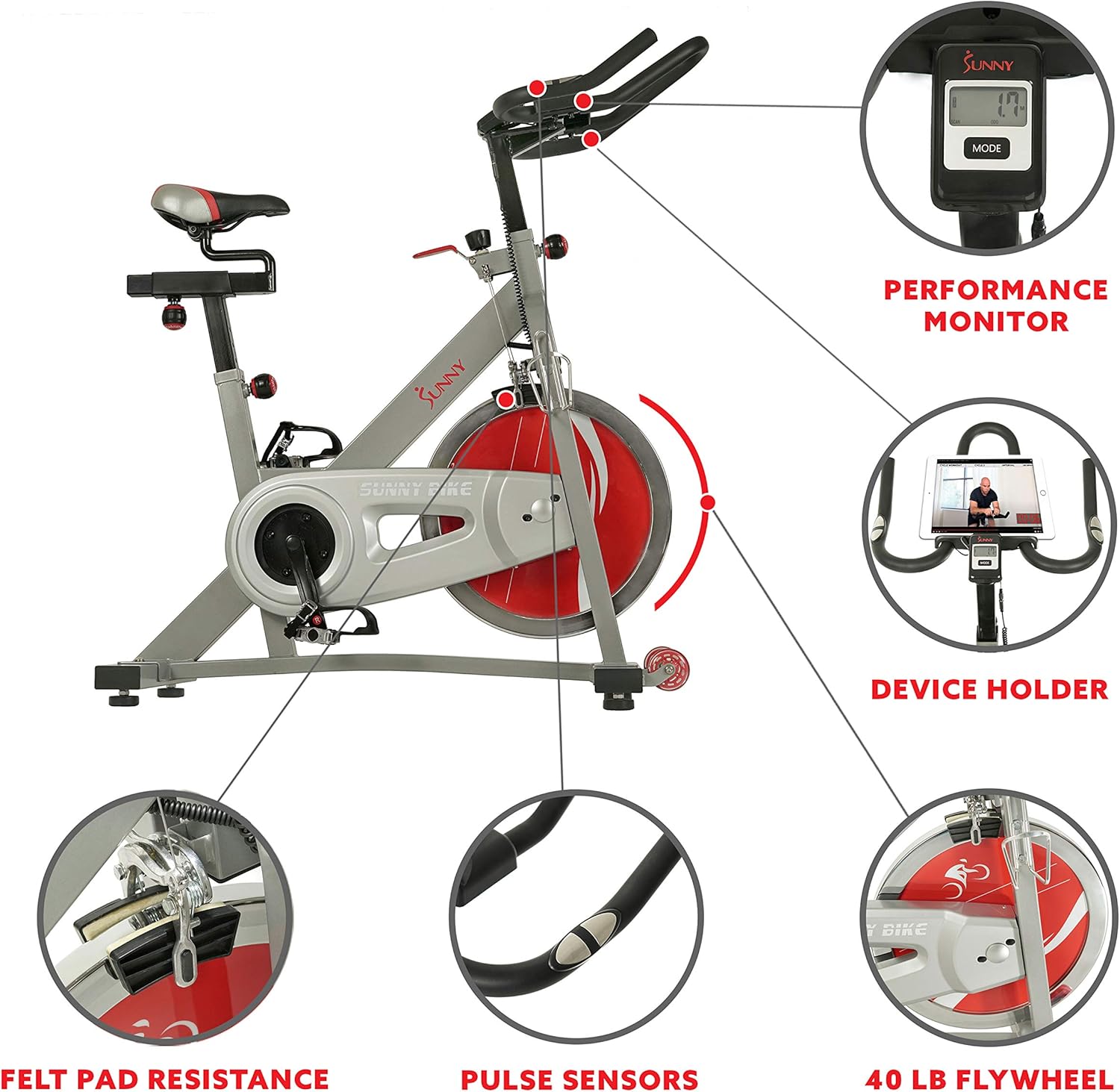 sunny spin bike amazon