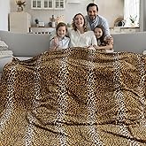 Edenleaf Fleece Queen Size Super Soft Cozy Leopard Print Blanket for Couch Bed, Cheetah Print Blanket for All Seasons 90"x90" (Dark Brown)