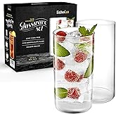 Kitchen Lux Thin Round Drinking Glasses Set of 2-19 oz Tall Water Glasses - Highball Glass Cups Set - Elegant Drinkware - Deluxe Glassware Sets for Sparkling Cocktails, Wine, Beer, Whiskey, Dinner