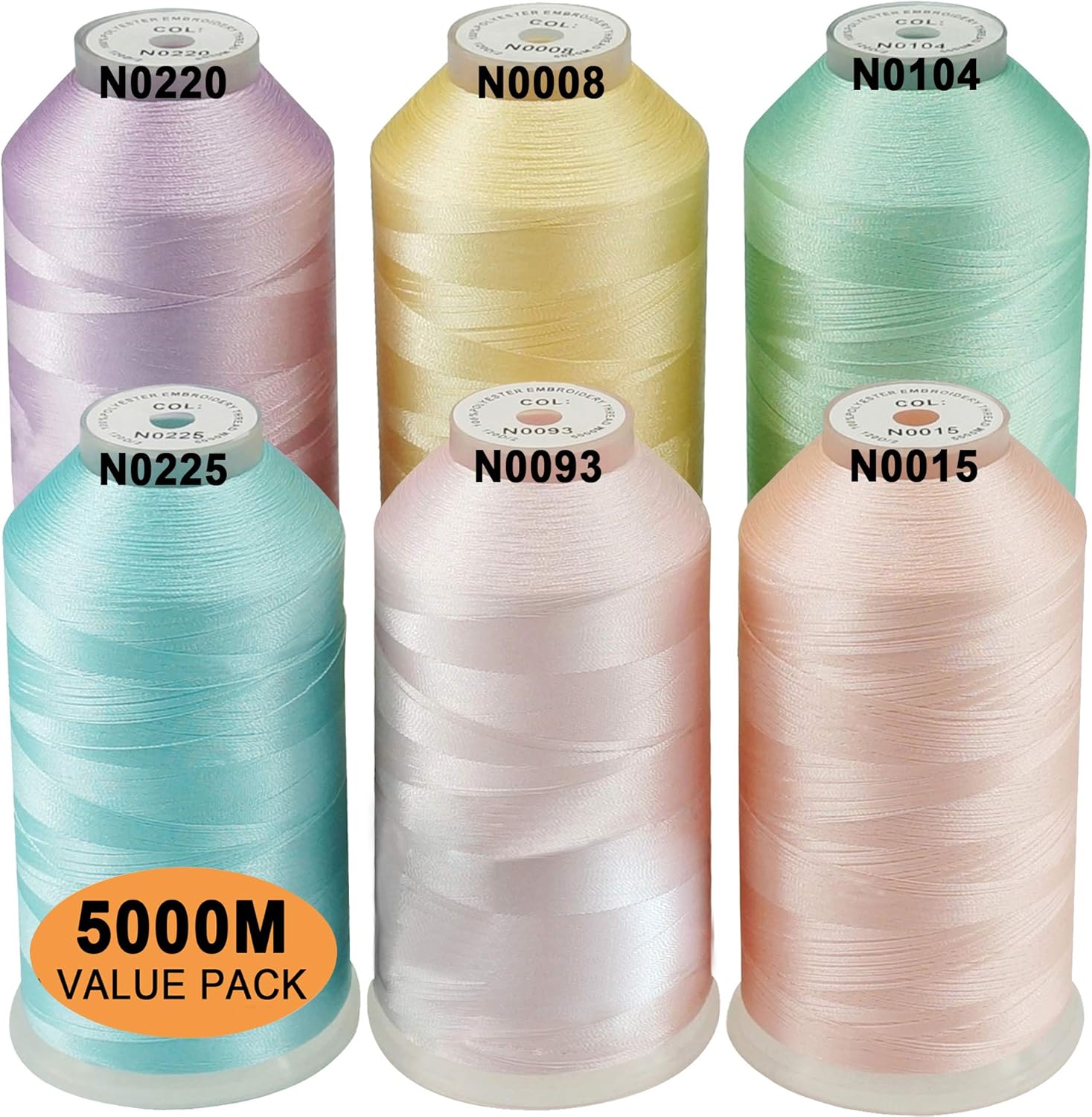 New brothread Set of 6 Pastel Colors2 Polyester Machine Embroidery