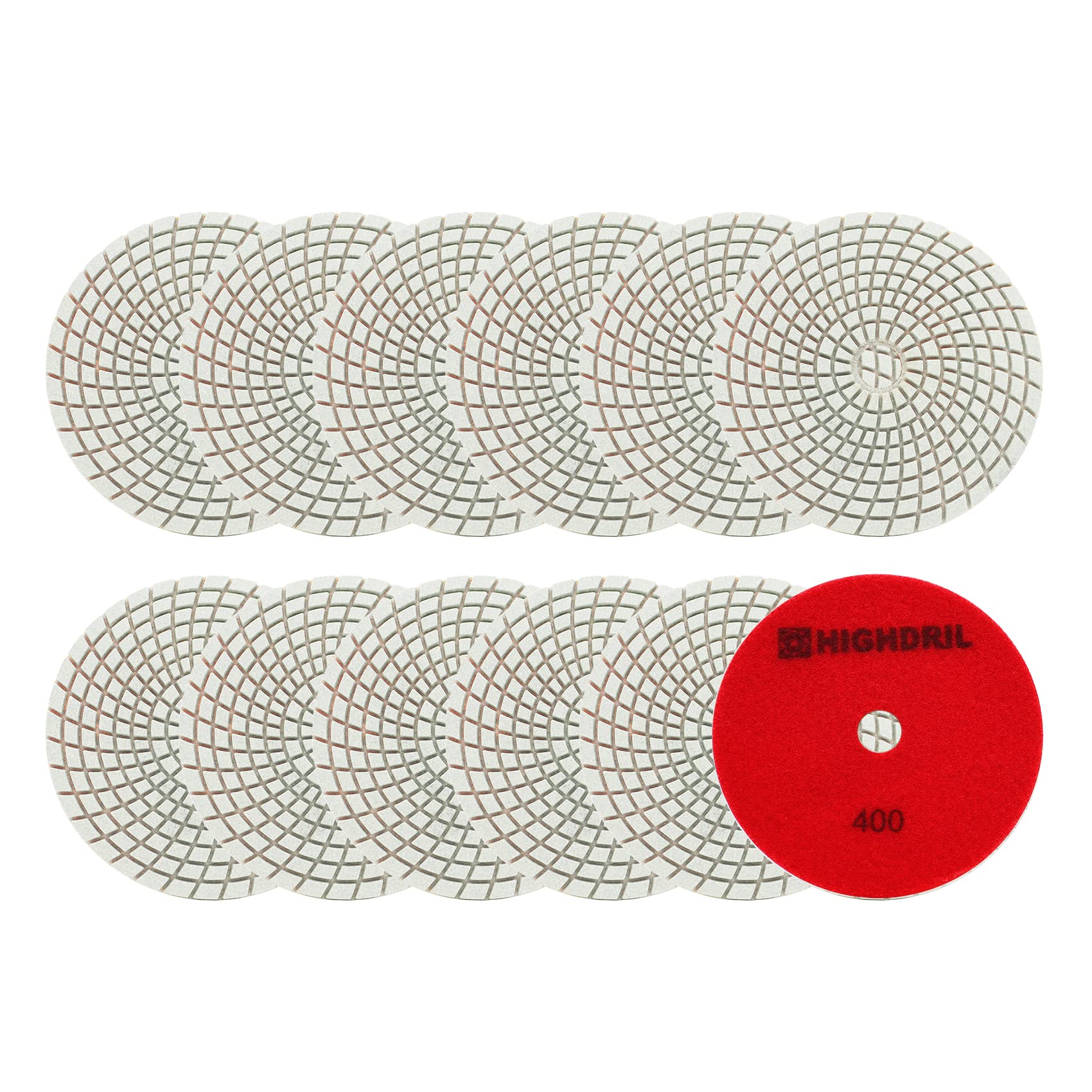 Wet Diamond Polishing Pads,HIGHDRIL 12pcs 125MM #400,for Granite Marble Sanding used on Grinder or Polisher