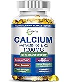 Calcium Supplements for Women - Calcium 1200 mg with Vitamin D3 & K2 - High Absorption Extra Strength Calcium Citrate for Bone Health, Strength, Density, Muscle, Heart Support - Slow Release, Non-GMO