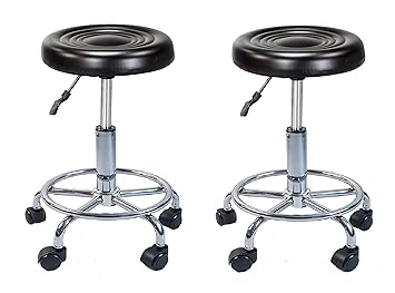 IYB Furniture - Adjustable Stool with wheels -Doctor/Kitchen Stool/Office Stool/Chair/Cafeteria Stool/Bar Stool Finish Color -Black (Set of 2 Pcs)