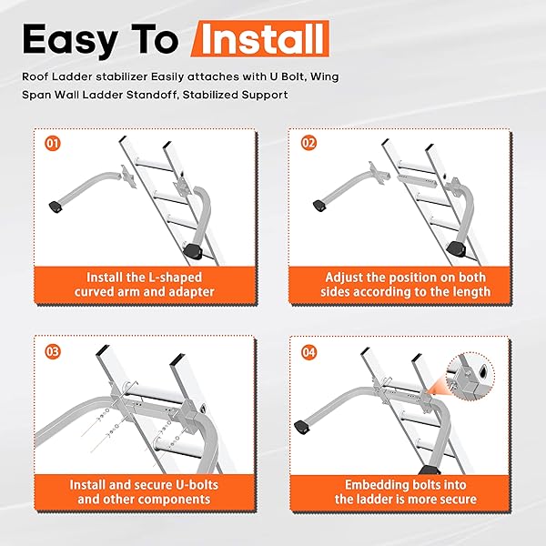 VONLX LADDER STABILIZER ACCESSORY FOR ROOF GUTTER, ROOF LADDER STABILIZER EASILY ATTACHES WITH U BOLT, WING SPAN WALL LADDER STANDOFF, STABILIZED SUPPORT, STURDY AND DURABLE, 500 LBS WEIGHT RATING