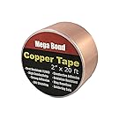Extra Wide Copper Foil Tape (2 inch x 20ft) with Conductive Adhesive - Guitar, EMI Shielding, Slug, Snail Repellent, Crafts, Electrical Repair, Stained Glass – Mega Bond Extra Long Value