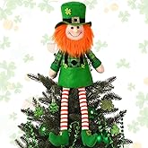 Soulchen St Patricks Day Tree Topper Leprechaun Tree Topper Decorations 18.9 Inch Irish Green Shamrock Ornaments Handmade Gnomes Decoration for St. Patrick's Day Holiday Party Decor(Yellow)
