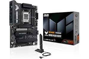 TUF Gaming X870E-PLUS WIFI7 AMD X870E ATX Motherboard with 16+2+1 80A Power Stages, DDR5 Support with AEMP, PCIe 5.0 x16 with