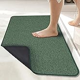 Bath Mat,Ultra Thin Bathroom Rugs,Rubber Bath Mats for Bathroom,No Slip Bath Rugs,Quick Dry,Machine Washable,Low Pile,Absorbent,Shower Outside,Sink,Home Decor Accessories.Green,1'5"x2'3"(17x27inch)