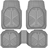 CAR PASS Heavy Duty Rubber Car Mats, Deepdish All Weather Floor Mats for Car Full Set, Universal Automotive Mats Trim to Fit for Sedans SUVs Trucks, Waterproof Anti-Slip Deep Tray 3 Pieces Light Gray