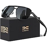 LUENX Aviator Sunglasses for Men Retro Square Polarized Polygon Shades UV 400 Protection