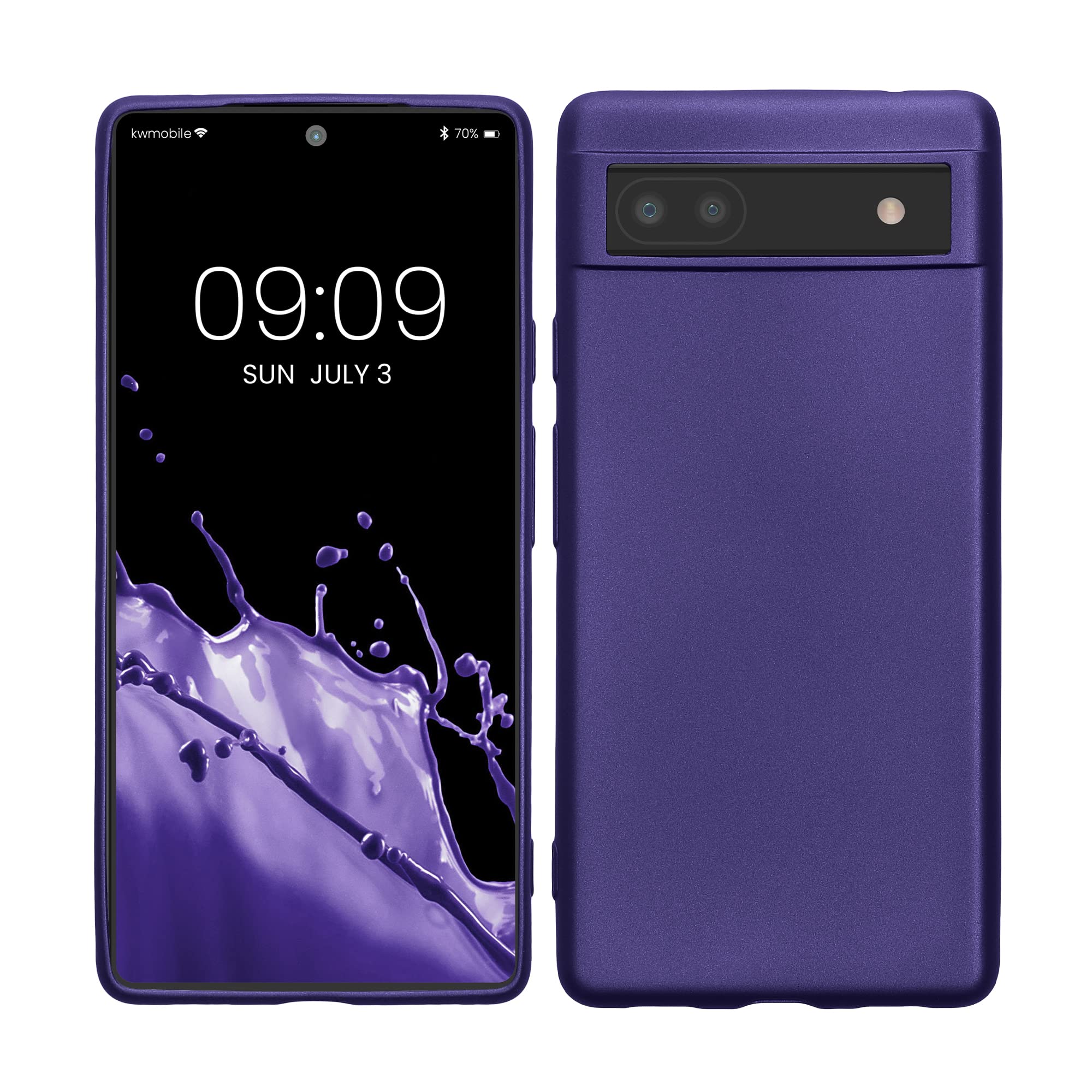 kwmobile Case for Google Pixel 6a Case - Soft Slim Metallic TPU Silicone Cover - Metallic Blue Violet โ image 1