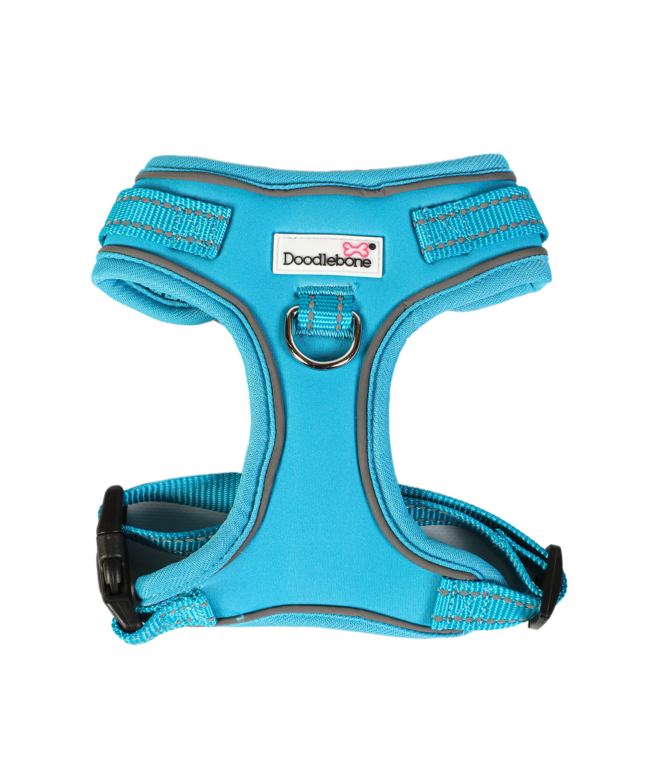 Doodlebone - Adjustable Airmesh Harness - Over Head Dog Harness with Adjustable Neck and Chest, Dual D Rings, Breathable Mesh and Reflective Trim for Everyday Walkies - Size 2-3 - Aqua — image 1