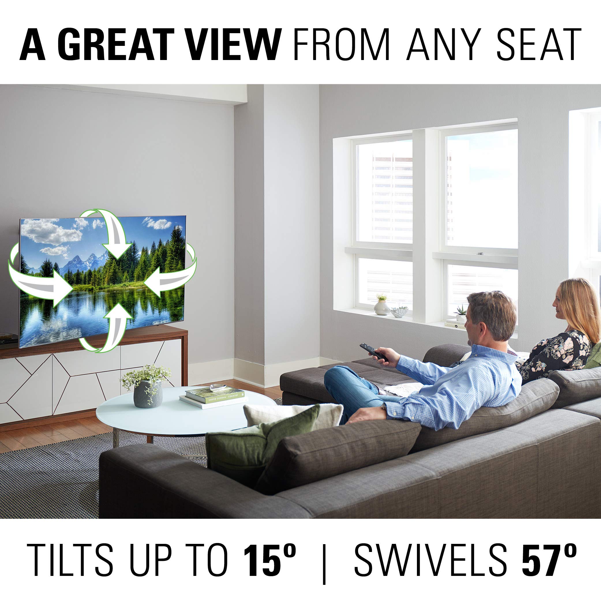 SANUS Full Motion TV Wall Mount for 42” to 90” TVs up to 125lbs – Extend, Swivel, Tilt TV Mount - Easy 3-Step DIY Install - Brushed Steel Finish