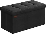 SONGMICS MAZIE Collection Storage Ottoman Bench 76 cm Ink Black LSF047B51