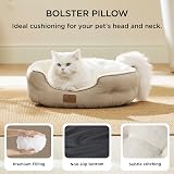 Bedsure Cat Bed Indoor Round 51x48x15cm Reversible Cushion Camel view 3