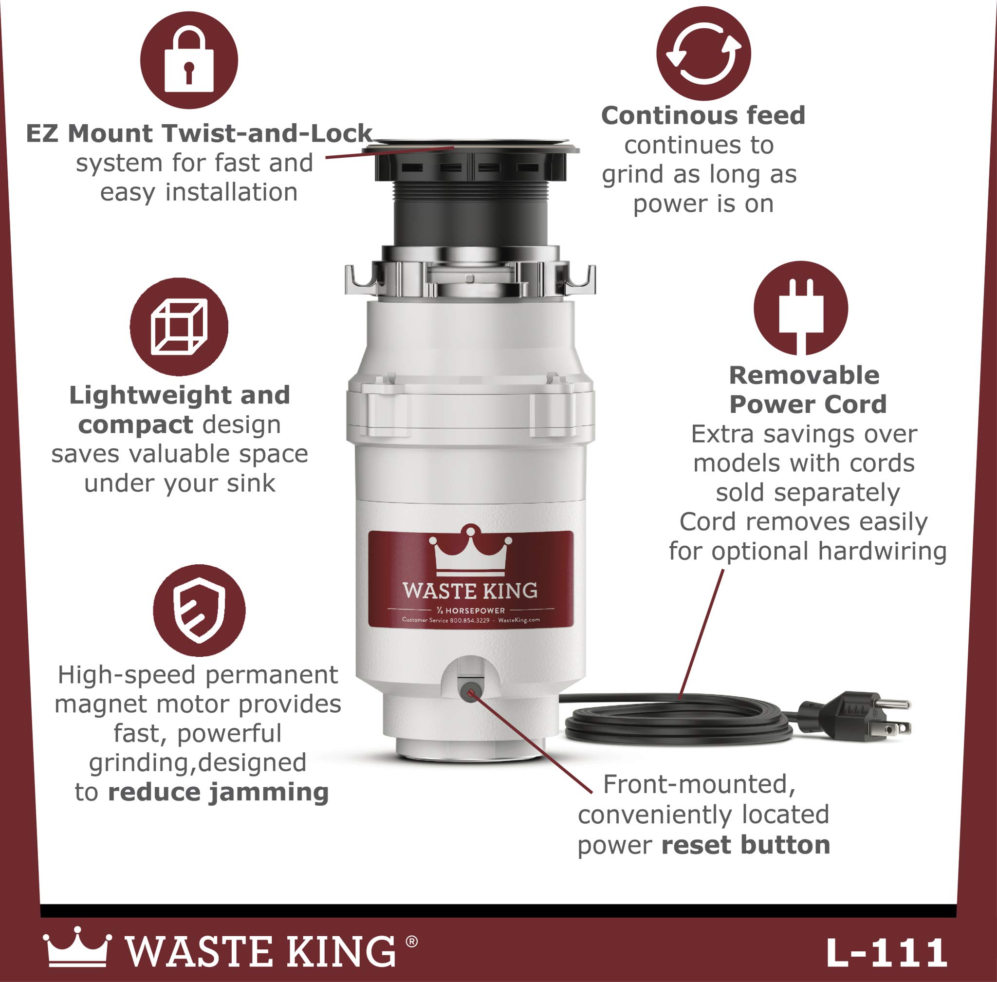 Mua Waste King 1/3 HP Garbage Disposal with Power Cord, Compact Food ...