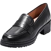 Cole Haan Women's Corrinne Lug Penny Loafers, Black Leather, 9-B US