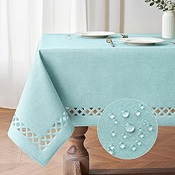 MIULEE Aqua Blue Polyester Linen Rectangle