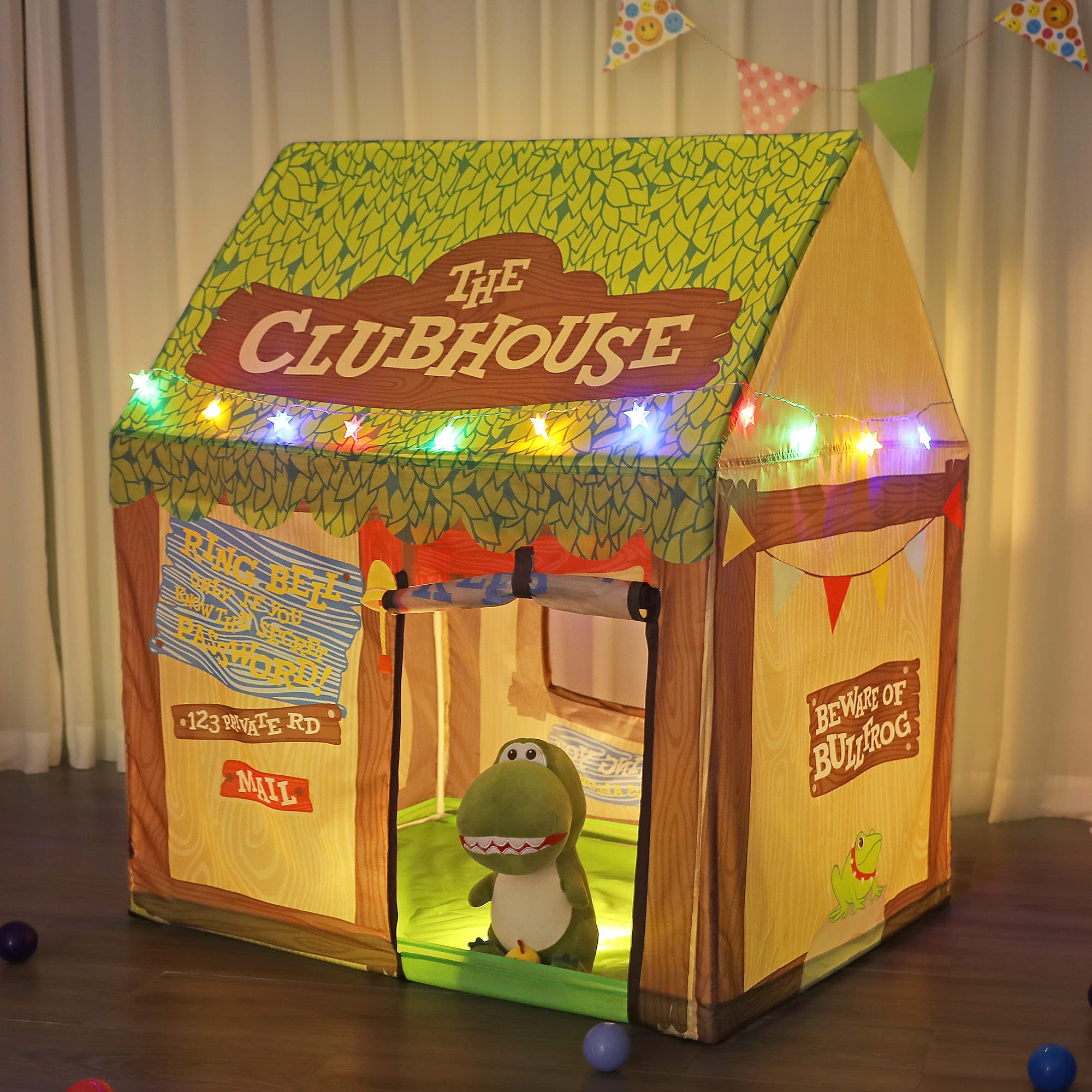 LimitlessFunN Clubhouse Kids Play Tent | Includes Star Lights & Carrying Case |, Children Indoor Large Playhouse for Boys, Toddlers, 28