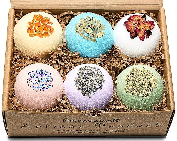 Seychelles Incense Fizzy Rose,Lavender, Jasmine, Berry, Mango, Grapefruit Essential Oil Bath Bombs Sensitive Skin (150 gm Each) -Pack of 6