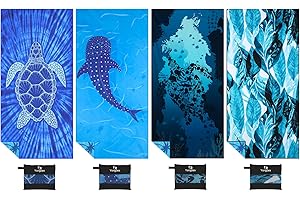 Yongoes 4 Pack Microfiber Lightweight Thin Beach Towel Sand Free Quick Dry Super Absorbent Large Towels for Swimming Pool Yoga Gym Travel Vacation Beach Accessories Essentials for Adults