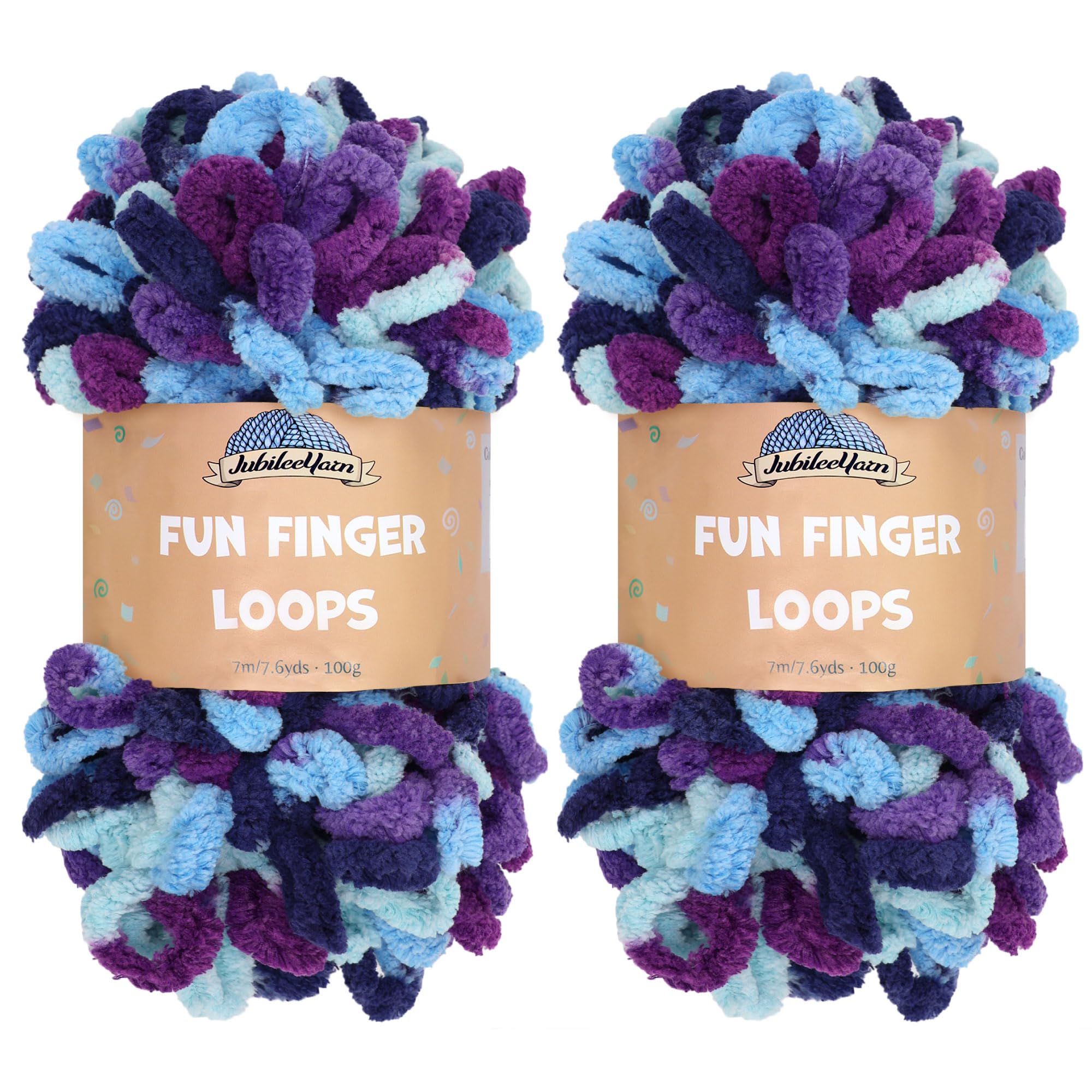 JubileeYarn Fun Finger Loops Yarn - Polyester Jumbo Weight Loop Yarn - 100g/Skein - Aphrodite - 2 Skeins