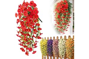 UV Resistant Hanging Artificial Morning Glory Vine, 2026 New Artificial Hanging Flowers for Outdoors, for Window Box, Porch P