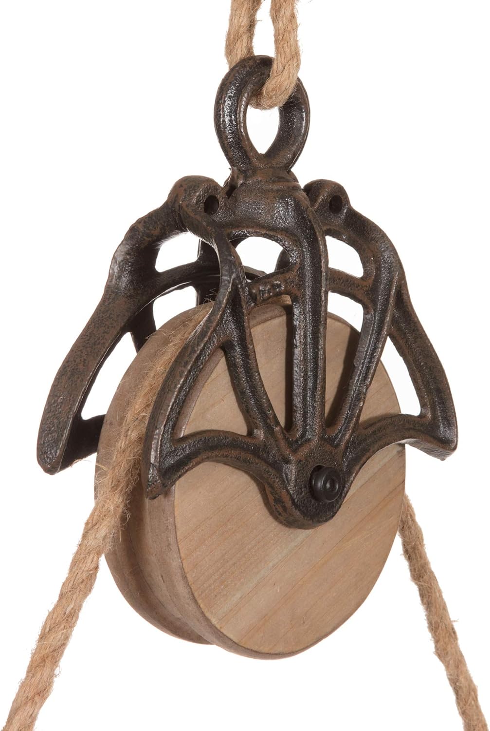 Patton Wall Decor 24" Round Metal Hanging Rope and Antique Pully Wall Mounted Mirrors, Black: Home & Kitchen