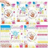 Hi Five Party Favor Bags, Orange Officially a Handful 5th Birthday Decor | Goodie Candy Gift Bag, Colorful Handprints 5 Year Old Favors Holders for Boys Girls Kids