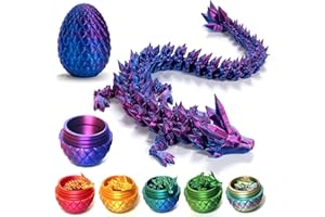 nezababy Dragon Eggs with Dragon Inside Mystery Crystal 3D Printed Dragon Articulated Fidget Toy Easter Egg Fillers for Adult (Purple)