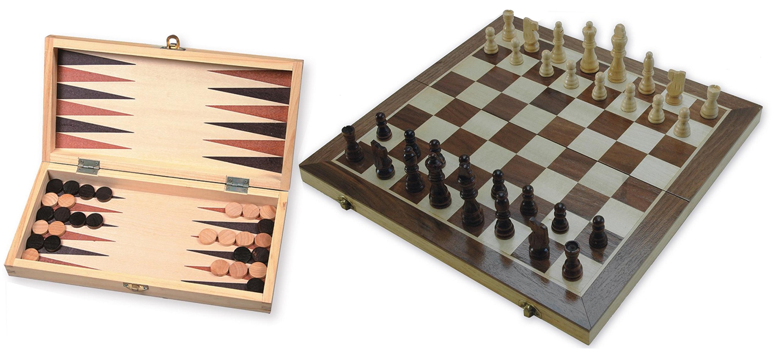 Foldable Chess and Backgammon Wooden Game compendium