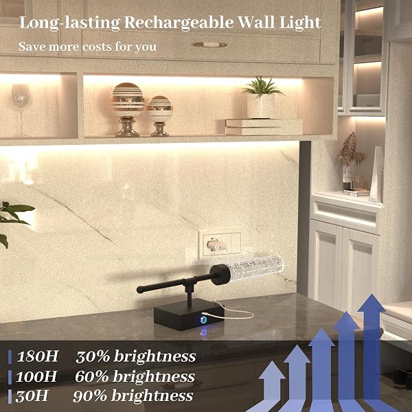 THYFENNO DIMMABLE GOLD BATTERY OPERATED WALL SCONCE, RECHARGEABLE BATHROOM WALL LIGHTS WIRELESS EASY INSTALL, BRASS MODEN WALL LAMP FOR LIVING ROOM HALLWAY OVER MIRROR INDOOR