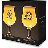 Beer Glasses Set - Beerman & Beerwoman, Tulip Beer Glasses 392ml, 2 Pack, Perfect Couple Gift Idea