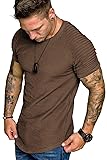 COOFANDY Men Pleated Sleeve Muscle T-Shirt Stylish