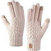 Runyizhenzhi Women's Winter Gloves Warm Lining - Cozy Wool Knit Thick Gloves Mittens